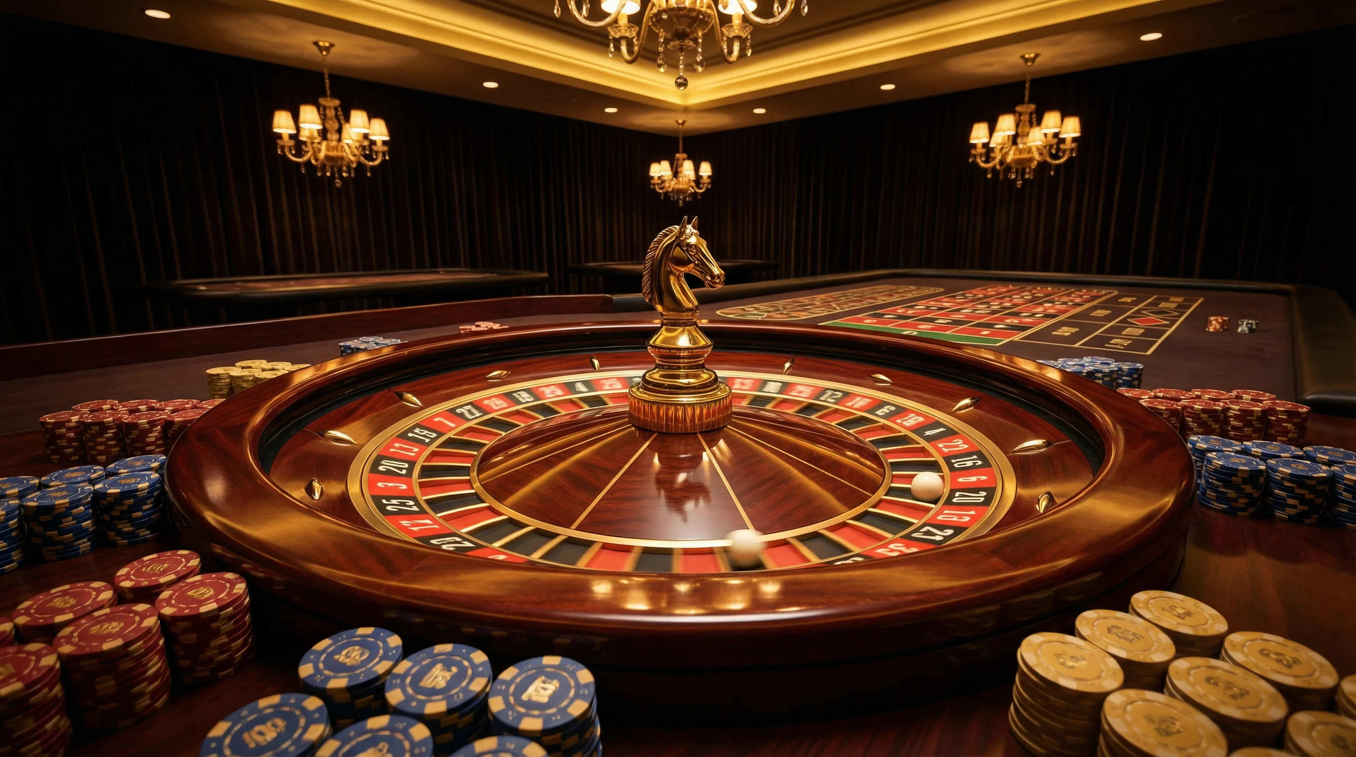 Roleta europeia de luxo com bola girando no leonbet