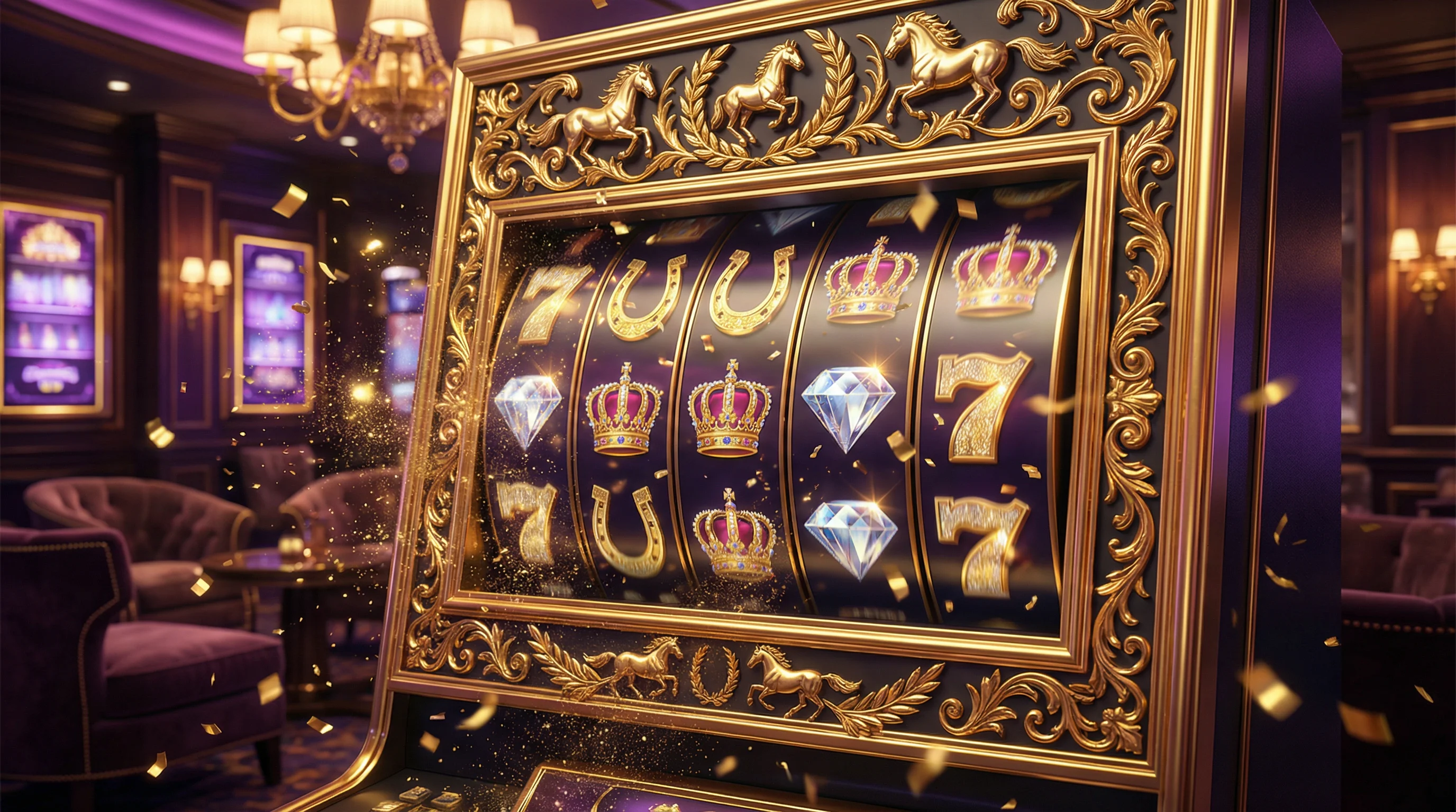 Caça-níqueis premium com tema de cavalo dourado no leonbet